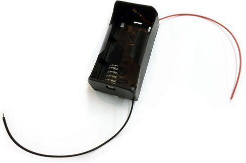 TrendBox Pack of 10pcs For 2xD Battery 1.5Vx2 3V Black Plastic Storage Case Holder Clip Type with 6" Two Wire 22AWG Spring Lead Flat Tip Container DIY in Kuwait