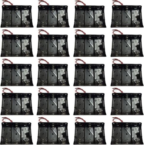 TrendBox Pack of 10pcs For 2xD Battery 1.5Vx2 3V Black Plastic Storage Case Holder Clip Type with 6" Two Wire 22AWG Spring Lead Flat Tip Container DIY in Kuwait