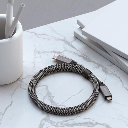 كابل Satechi USB C إلى USB C 4.0 Pro، توصيل طاقة 140 وات، دقة 8K @ 60 هرتز، 4K @ 120 هرتز شاشة فردية أو 4K @ 60 هرتز، نقل بيانات 40 جيجابت في الثانية، متوافق مع أجهزة 2.0 USB C (10 بوصة/25 سم) in Saudi Arabia