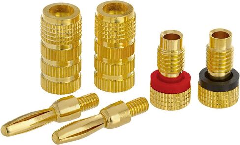 Cmple - Open Screw Type, Speaker Banana Plugs, 1 Pair, Male to Female Audio Connector for Amplifiers - Gold in Saudi Arabia