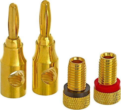 Cmple - Open Screw Type, Speaker Banana Plugs, 1 Pair, Male to Female Audio Connector for Amplifiers - Gold in Saudi Arabia