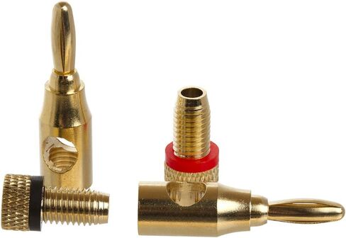 Cmple - Open Screw Type, Speaker Banana Plugs, 1 Pair, Male to Female Audio Connector for Amplifiers - Gold in Saudi Arabia