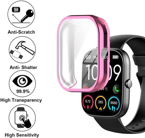 Watch Cases compatible with uaue T60 1.91" Smart Watch, TPU Case with Screen Protector, Protecting Watch Body & Screen (Black) in Kuwait