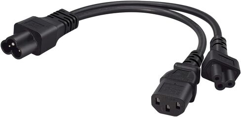 IEC320 C6 to C5 /C13 Y Splitter Power Cable,C6 to C13,C6 to C5 Adapter Converter AC Power Supply Cord,C6 MALE to dual female is c13 pdu jack and c5 3 hole ac Cable.1FT/0.3M (C6 to C5+C13) in Kuwait