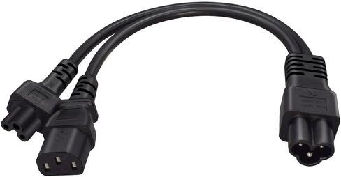 IEC320 C6 to C5 /C13 Y Splitter Power Cable,C6 to C13,C6 to C5 Adapter Converter AC Power Supply Cord,C6 MALE to dual female is c13 pdu jack and c5 3 hole ac Cable.1FT/0.3M (C6 to C5+C13) in Kuwait