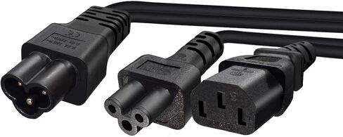 IEC320 C6 to C5 /C13 Y Splitter Power Cable,C6 to C13,C6 to C5 Adapter Converter AC Power Supply Cord,C6 MALE to dual female is c13 pdu jack and c5 3 hole ac Cable.1FT/0.3M (C6 to C5+C13) in Kuwait