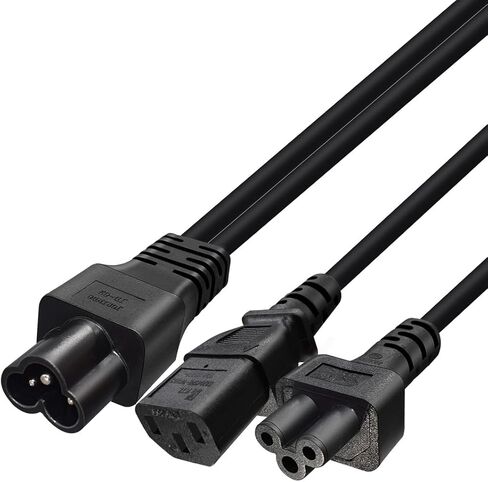 IEC320 C6 to C5 /C13 Y Splitter Power Cable,C6 to C13,C6 to C5 Adapter Converter AC Power Supply Cord,C6 MALE to dual female is c13 pdu jack and c5 3 hole ac Cable.1FT/0.3M (C6 to C5+C13) in Kuwait