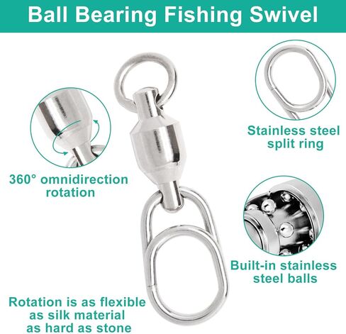 Fishing Swivels, Rolling Ball Fishing Snap Swivels, Stainless Steel Coastlock Snap Silver Nickel Coating, Saltwater Barrel Swivel Fishing Tackle in Kuwait