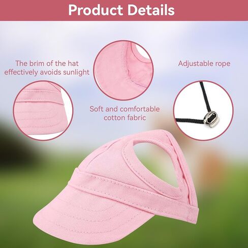 Dog Baseball Hat, Adjust Pet Dog Sun Visor Hat Stripe Dog Outdoor Sport Sun Baseball Hat Visor(l-Pink) in Saudi Arabia