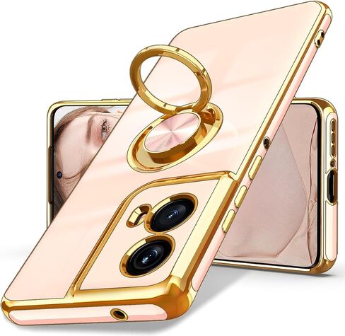 جراب Dretal لهاتف Motorola Moto Edge 5G 2024، حامل حلقي قابل للدوران 360 درجة، مسند مغناطيسي، حافة ذهبية مطلية بغطاء واقٍ ناعم من مادة TPU لهاتف Moto Edge 2024 (أرجواني غامق، 2024) in Kuwait