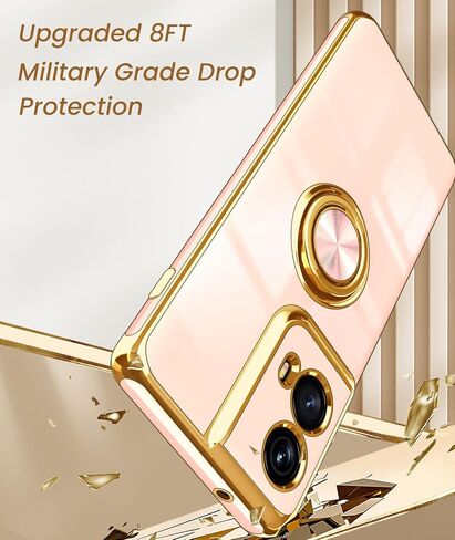 جراب Dretal لهاتف Motorola Moto Edge 5G 2024، حامل حلقي قابل للدوران 360 درجة، مسند مغناطيسي، حافة ذهبية مطلية بغطاء واقٍ ناعم من مادة TPU لهاتف Moto Edge 2024 (أرجواني غامق، 2024) in Kuwait