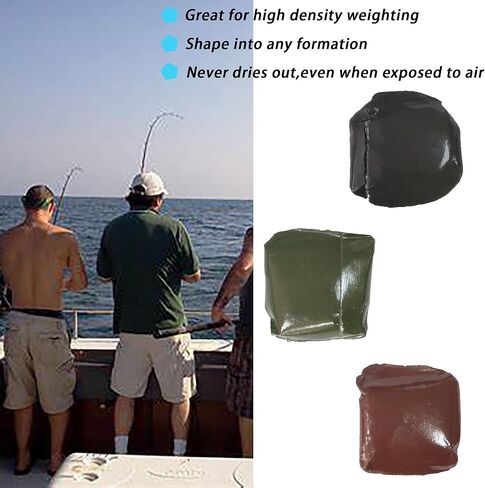 غطاس معجون التنجستين، 3 قطع من معجون التنجستين لوزن سمك الشبوط وشعر صيد السمك سريع السرعة ديربي سيارة وطعم صيد السمك أسود/أخضر/بني in Kuwait