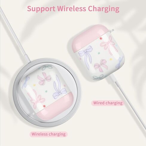 متوافق مع حافظة AirPods، تصميم عصري ناعم وجذاب على شكل فيونكة، غطاء سلسلة مفاتيح جمالي مقاوم للصدمات، حافظات سماعات الرأس لأجهزة Airpods 2 &1 - أبيض in Kuwait