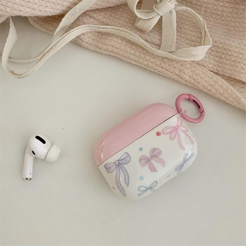 متوافق مع حافظة AirPods، تصميم عصري ناعم وجذاب على شكل فيونكة، غطاء سلسلة مفاتيح جمالي مقاوم للصدمات، حافظات سماعات الرأس لأجهزة Airpods 2 &1 - أبيض in Kuwait