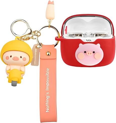 Cartoon Silicion Earphones Case Compatible with JBL Tune Buds, Cute Wireless Bluetooth Shockproof Protector Cover with Keychain (Blue A) in Saudi Arabia