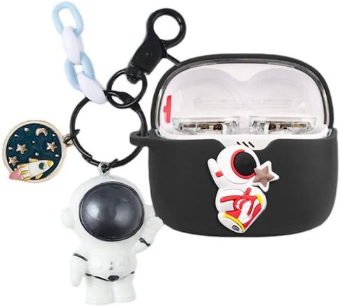 Cartoon Silicion Earphones Case Compatible with JBL Tune Buds, Cute Wireless Bluetooth Shockproof Protector Cover with Keychain (Blue A) in Saudi Arabia