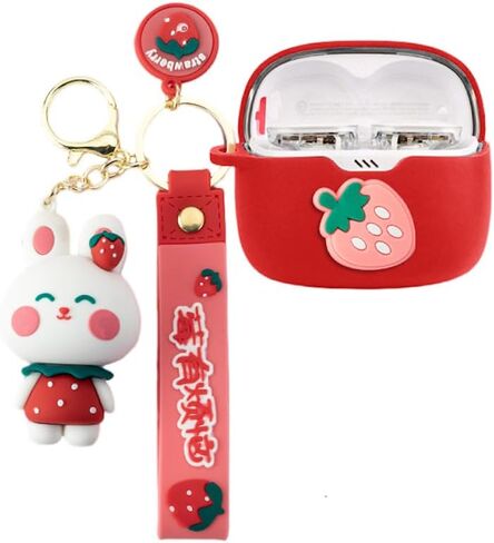 Cartoon Silicion Earphones Case Compatible with JBL Tune Buds, Cute Wireless Bluetooth Shockproof Protector Cover with Keychain (Blue A) in Saudi Arabia