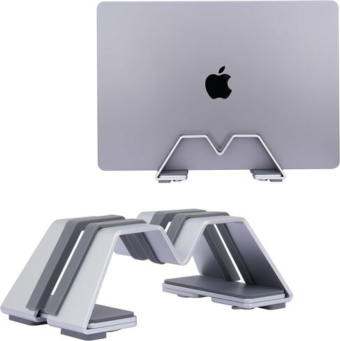 Adjustable Dual Vertical Laptop Stand - Supports 2 Devices Holder, Fit for All Laptops(10-30mm Thickness) - Fashion Design, Adjustable Width, Anti-Slip & Scratch-Resistant, Patented Design in Kuwait
