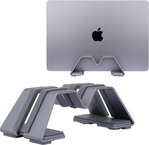 Adjustable Dual Vertical Laptop Stand - Supports 2 Devices Holder, Fit for All Laptops(10-30mm Thickness) - Fashion Design, Adjustable Width, Anti-Slip & Scratch-Resistant, Patented Design in Kuwait