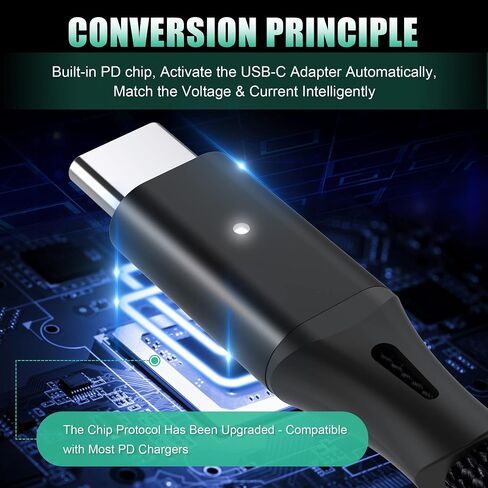 AGVEE 10ft USB-C إلى السطح توصيل كابل شحن موصل شاحن PD Trigger LED لـ Microsoft Surface Pro X/9/8/7/6/5/4/3، GO 3/2/1 Surface Laptop 4/3/2/ 1/الاستوديو، الكتاب 1 2، أسود in Kuwait