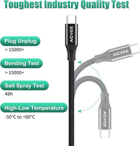 AGVEE 10ft USB-C إلى السطح توصيل كابل شحن موصل شاحن PD Trigger LED لـ Microsoft Surface Pro X/9/8/7/6/5/4/3، GO 3/2/1 Surface Laptop 4/3/2/ 1/الاستوديو، الكتاب 1 2، أسود in Kuwait
