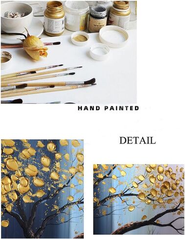 Generic Hand-Painted Tree of Life Oil Painting for Bedroom,Framed Wall Art for Living Room,Modern Tree Wall Decor for Offiice Ready to Hang 24x56inches, White,Blue,Green,Yellow in Saudi Arabia