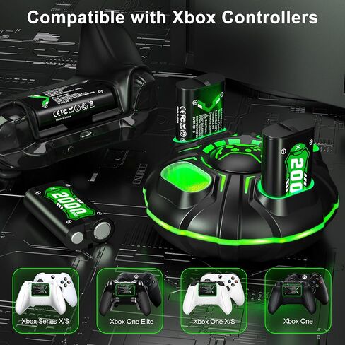 Ukor Fast Charging 2600mAh Rechargeable Battery Packs with Charger for Xbox One/Xbox Series X|S Xbox One S/Xbox One X/Xbox One Elite Wireless Controller, Long Lasting Intelligent Protection in Saudi Arabia