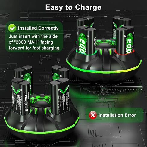 Ukor Fast Charging 2600mAh Rechargeable Battery Packs with Charger for Xbox One/Xbox Series X|S Xbox One S/Xbox One X/Xbox One Elite Wireless Controller, Long Lasting Intelligent Protection in Saudi Arabia