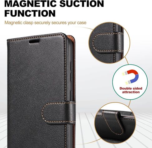 Case for Samsung Galaxy S21 Ultra, RFID Blocking PU Leather Wallet Case with Card Holder, Magnetic Flip Cover Compatible with Samsung S21 Ultra, Black in Saudi Arabia