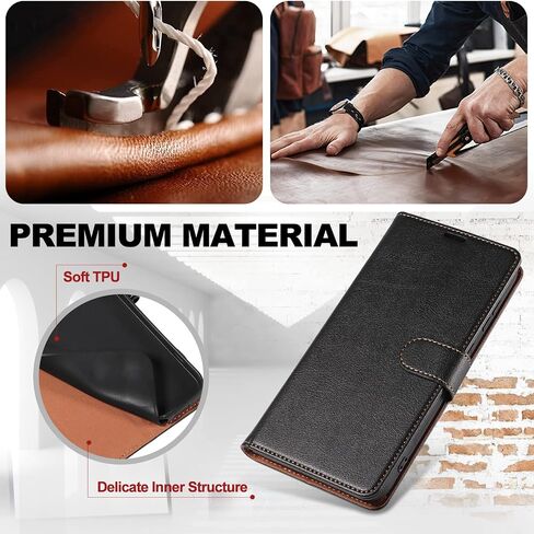 Case for Samsung Galaxy S21 Ultra, RFID Blocking PU Leather Wallet Case with Card Holder, Magnetic Flip Cover Compatible with Samsung S21 Ultra, Black in Saudi Arabia