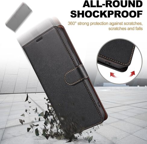 Case for Samsung Galaxy S21 Ultra, RFID Blocking PU Leather Wallet Case with Card Holder, Magnetic Flip Cover Compatible with Samsung S21 Ultra, Black in Saudi Arabia