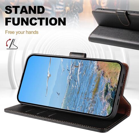 Case for Samsung Galaxy S21 Ultra, RFID Blocking PU Leather Wallet Case with Card Holder, Magnetic Flip Cover Compatible with Samsung S21 Ultra, Black in Saudi Arabia