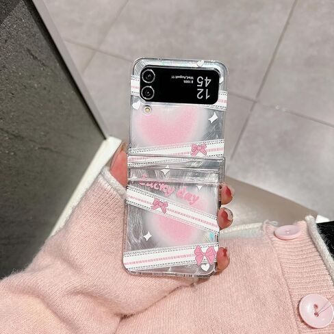 for Samsung Galaxy Z Flip 3 Cute Case Clear Cool Cartoon Bowknot Desgin Stylish Girls Women Bumper Shockproof Anti-Slip Protector Fashion Case (Bowknot, Galaxy Z Flip 3) in Saudi Arabia