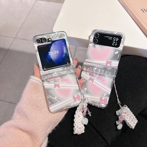 for Samsung Galaxy Z Flip 3 Cute Case Clear Cool Cartoon Bowknot Desgin Stylish Girls Women Bumper Shockproof Anti-Slip Protector Fashion Case (Bowknot, Galaxy Z Flip 3) in Saudi Arabia