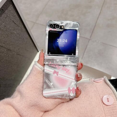 for Samsung Galaxy Z Flip 3 Cute Case Clear Cool Cartoon Bowknot Desgin Stylish Girls Women Bumper Shockproof Anti-Slip Protector Fashion Case (Bowknot, Galaxy Z Flip 3) in Saudi Arabia