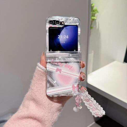 for Samsung Galaxy Z Flip 3 Cute Case Clear Cool Cartoon Bowknot Desgin Stylish Girls Women Bumper Shockproof Anti-Slip Protector Fashion Case (Bowknot, Galaxy Z Flip 3) in Saudi Arabia