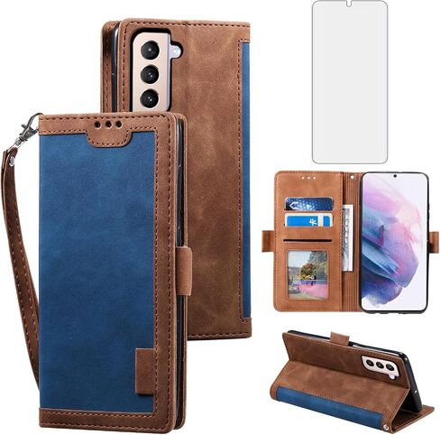 حافظة هاتف Asuwish لهاتف Samsung Galaxy S21 Plus S21+ 5G غطاء خلوي مع واقي شاشة من الزجاج المقسى وحبل قابل للطي وحامل بطاقة الائتمان S21+5G S21plus 21S + S 21 21+ G5 نسائي بني in Saudi Arabia