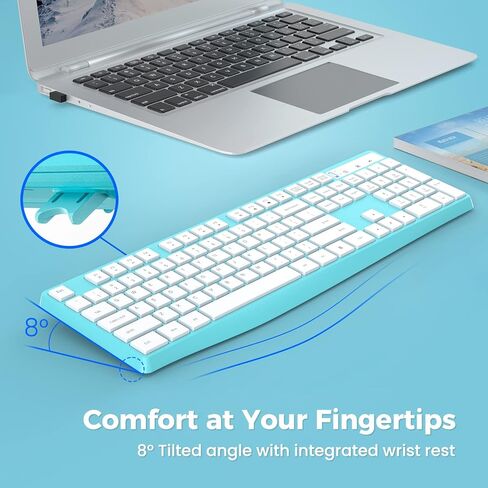 Lovaky MK98 Wireless Keyboard, 2.4G Ergonomic Wireless Computer Keyboard, Enlarged Indicator Light, Full Size PC Keyboard with Numeric Keypad for Laptop, Desktop, Surface, Chromebook, Notebook, Black in Kuwait