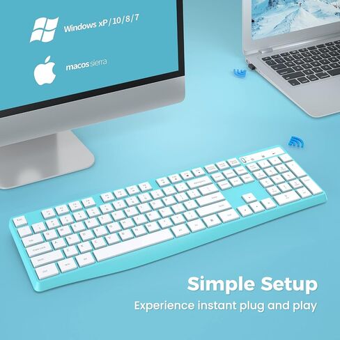 Lovaky MK98 Wireless Keyboard, 2.4G Ergonomic Wireless Computer Keyboard, Enlarged Indicator Light, Full Size PC Keyboard with Numeric Keypad for Laptop, Desktop, Surface, Chromebook, Notebook, Black in Kuwait