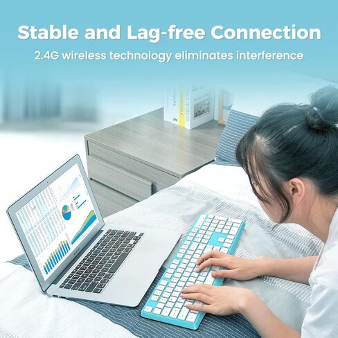 Lovaky MK98 Wireless Keyboard, 2.4G Ergonomic Wireless Computer Keyboard, Enlarged Indicator Light, Full Size PC Keyboard with Numeric Keypad for Laptop, Desktop, Surface, Chromebook, Notebook, Black in Kuwait