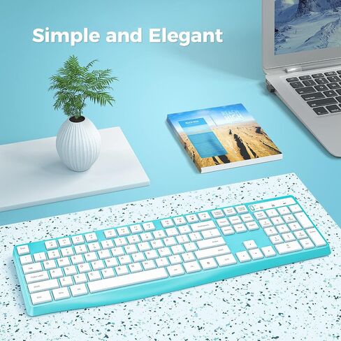 Lovaky MK98 Wireless Keyboard, 2.4G Ergonomic Wireless Computer Keyboard, Enlarged Indicator Light, Full Size PC Keyboard with Numeric Keypad for Laptop, Desktop, Surface, Chromebook, Notebook, Black in Kuwait