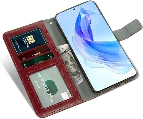 Asuwish Compatible with Honor 90 Lite Wallet Case Tempered Glass Screen Protector and Leather Flip Cover Card Holder Stand Cell Accessories Phone Cases for Honor90 Lite Women Men Brown in Saudi Arabia