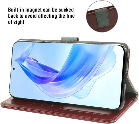 Asuwish Compatible with Honor 90 Lite Wallet Case Tempered Glass Screen Protector and Leather Flip Cover Card Holder Stand Cell Accessories Phone Cases for Honor90 Lite Women Men Brown in Saudi Arabia