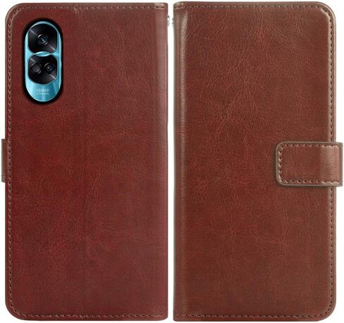 Asuwish Compatible with Honor 90 Lite Wallet Case Tempered Glass Screen Protector and Leather Flip Cover Card Holder Stand Cell Accessories Phone Cases for Honor90 Lite Women Men Brown in Saudi Arabia