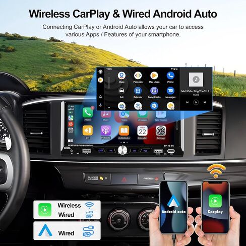 2G+64G Single Din Touchscreen Car Stereo with Wireless Apple Carplay, 6.9" IPS Android Car Radio with Android Auto GPS Navigation Backup Camera WiFi Type-C USB FM RDS Bluetooth Car Audio Receiver in Saudi Arabia