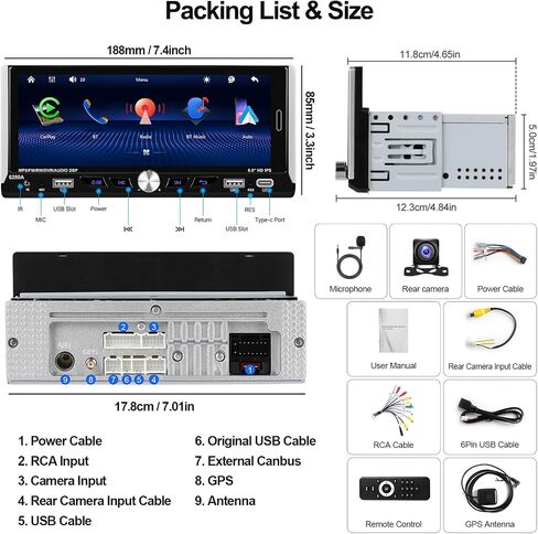 2G+64G Single Din Touchscreen Car Stereo with Wireless Apple Carplay, 6.9" IPS Android Car Radio with Android Auto GPS Navigation Backup Camera WiFi Type-C USB FM RDS Bluetooth Car Audio Receiver in Saudi Arabia
