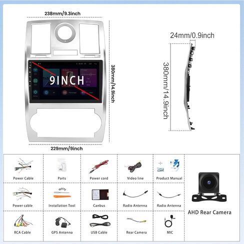 2+64G Android 13 Car Stereo for with Jeep Chrysler 300C 2004-2011 with Carplay Android Auto Mirror Link 9 inch Touch Screen FM RDS HiFi Bluetooth WiFi GPS + Camera & MIC in Saudi Arabia
