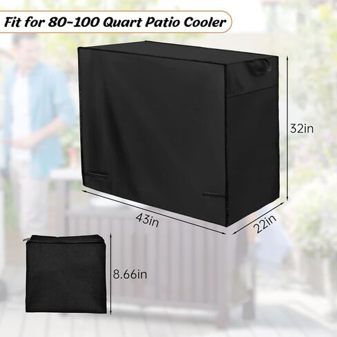Patio Cooler Cart Cover, Fits for Most 80 Quart Rolling Cooler Cart Cover, Waterproof Patio Ice Chest Protective Covers for Outdoor Bar Cart, 33L X 19W X31H in in Kuwait