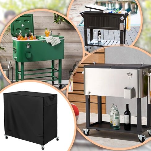 Patio Cooler Cart Cover, Fits for Most 80 Quart Rolling Cooler Cart Cover, Waterproof Patio Ice Chest Protective Covers for Outdoor Bar Cart, 33L X 19W X31H in in Kuwait