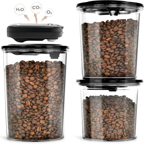 Electric Vacuum Coffee Canister - 1.5L Airtight Food Storage Container w/Pump, Patented Automatic Pressure Monitoring,One Press to Seal, Smell Proof. BPA-Free Tritan Vacuum Seal Canisters in Kuwait